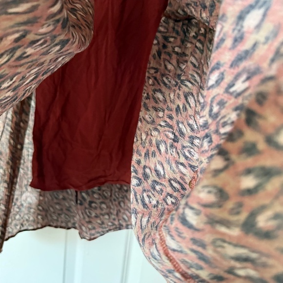 Auguste the Label Isaac Brown Burgundy Midi Thyme Dress Abstract Pattern Size 6 - Picture 9 of 16